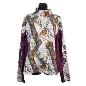 Energy Zone Mossy Oak Women's CAMO 1/4 Zipper Pullover Top Shirt Sz L